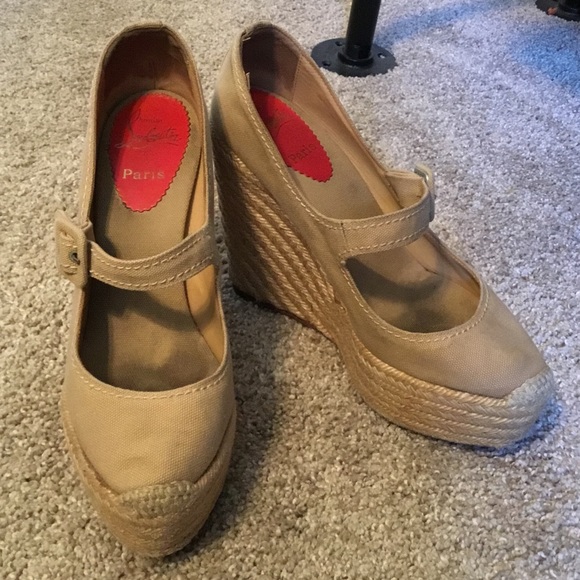 Christian Louboutin Shoes - Christian Louboutin Canvas Espadrille Wedge